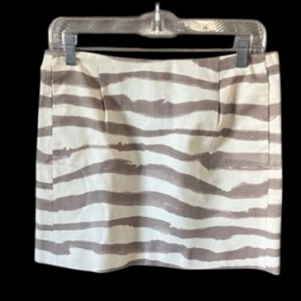 J. Crew Zebra Stripe Mini Skirt in Cream and Brown size 4